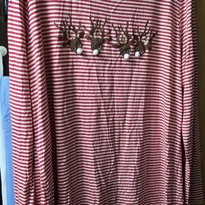 Rebecca Malone Red and White Reindeer Top